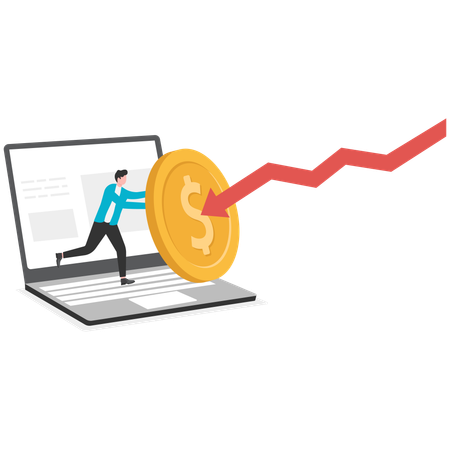Businessman fighting from financial loss  Illustration