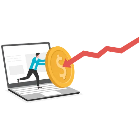 Businessman fighting from financial loss  Illustration