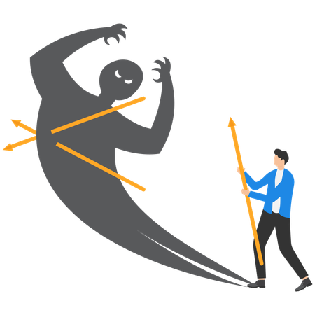 Businessman fighting his own shadow  Illustration