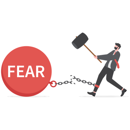 Businessman Fighting with Fear  Illustration