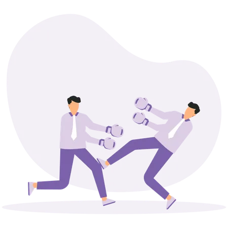 Businessman fighting with his partner  Illustration