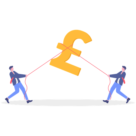 Businessman fights for Euro coin  Illustration
