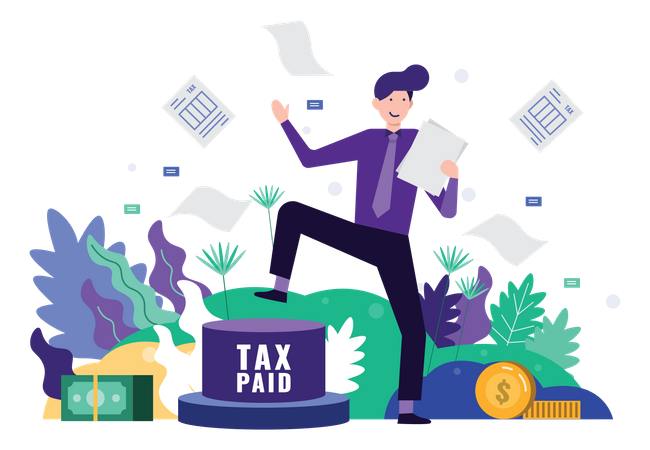 Businessman filed tax on time  Illustration