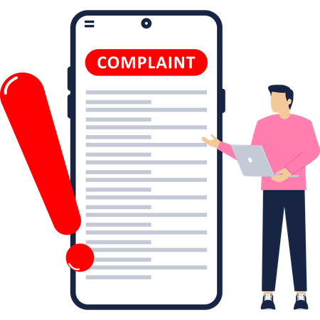 Businessman filing online complaint  Illustration
