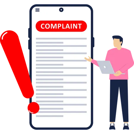 Businessman filing online complaint  Illustration