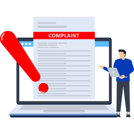 Businessman filing online complaint  Illustration