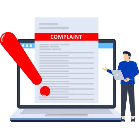 Businessman filing online complaint  Illustration