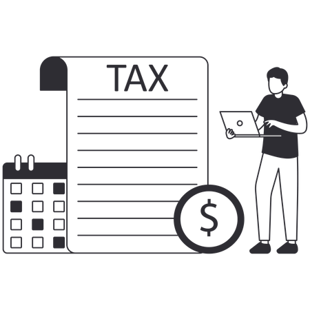 Businessman filing tax online  Illustration