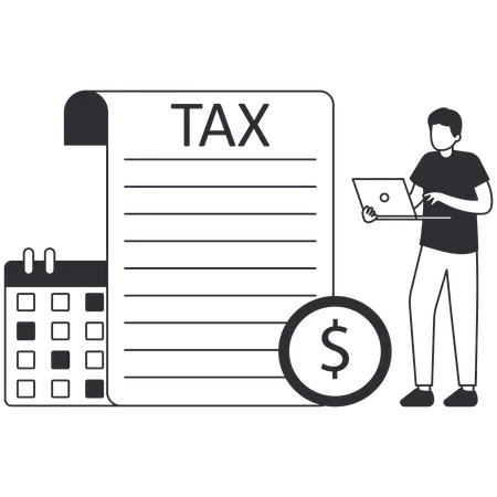 Businessman filing tax online  Illustration