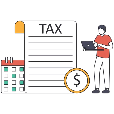 Businessman filing tax online  Illustration