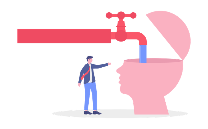 Businessman Filling Business Mind  Illustration