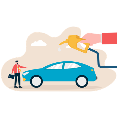 Businessman filling car fuel  Illustration