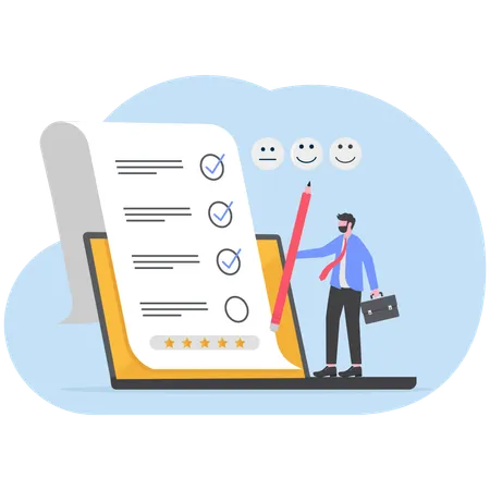 Businessman filling online survey form  Illustration
