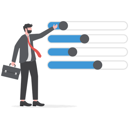 Businessman filtering data  Illustration