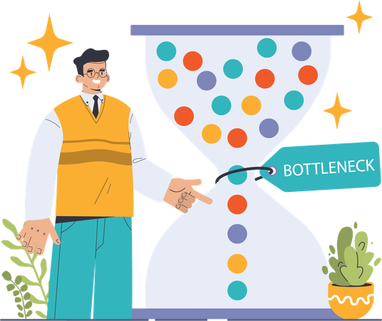 Businessman filtering data using bottleneck  Illustration