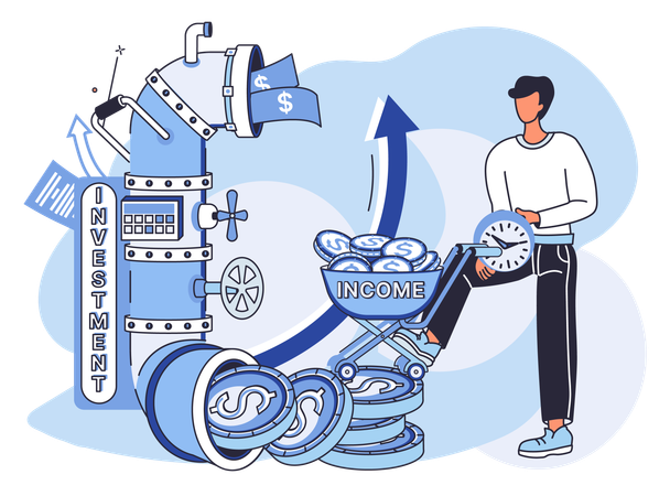 Businessman filtering income cart  Illustration