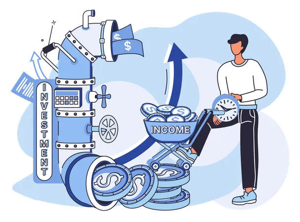 Businessman filtering income cart  Illustration
