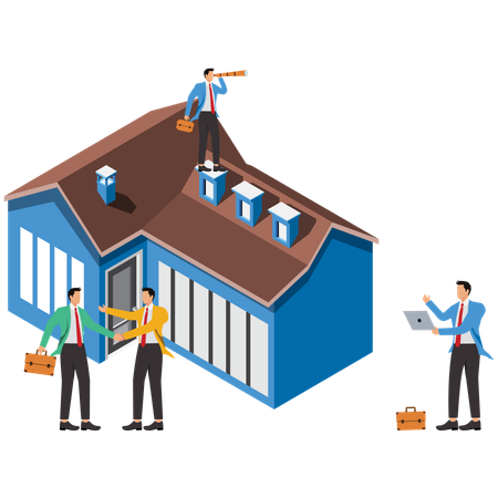 Businessman finalizing real estate property from agent  Illustration