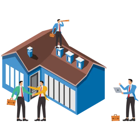 Businessman finalizing real estate property from agent  Illustration