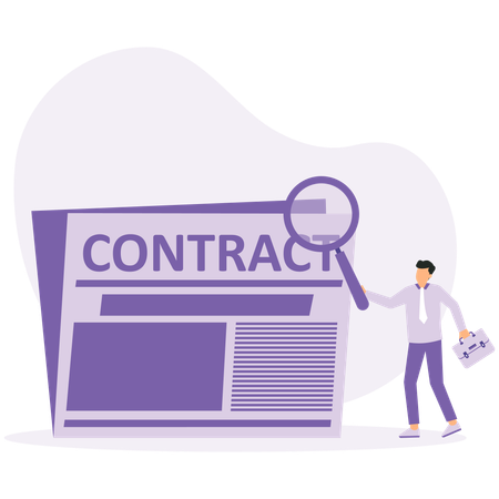 Businessman find business contract paper  Illustration