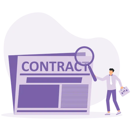 Businessman find business contract paper  Illustration