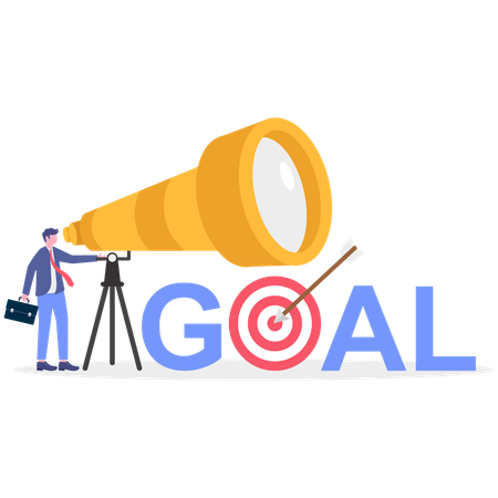 Businessman find business goal using telescope  Illustration