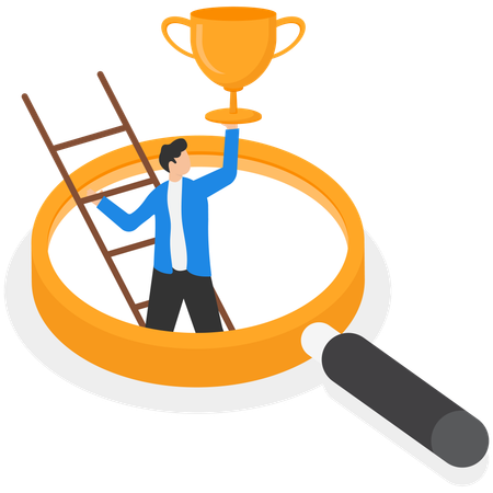 Businessman find business trophy  Illustration