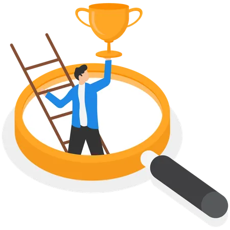 Businessman find business trophy  Illustration