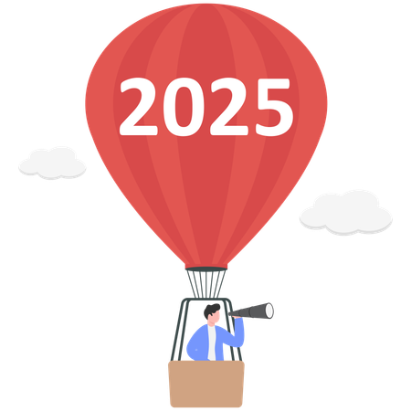 Businessman find business vision of year 2025  Illustration