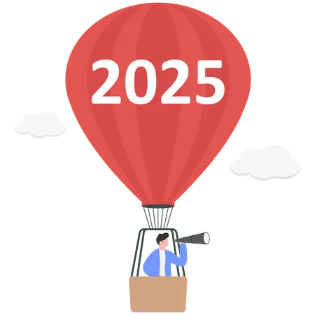 Businessman find business vision of year 2025  Illustration