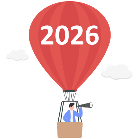 Businessman find business vision of year 2026  Illustration