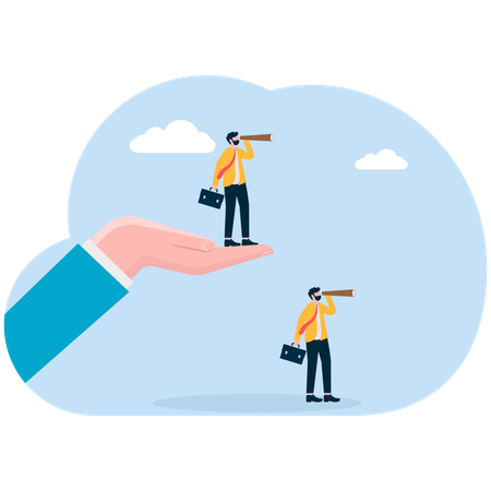 Businessman find business vision using telescope  Illustration