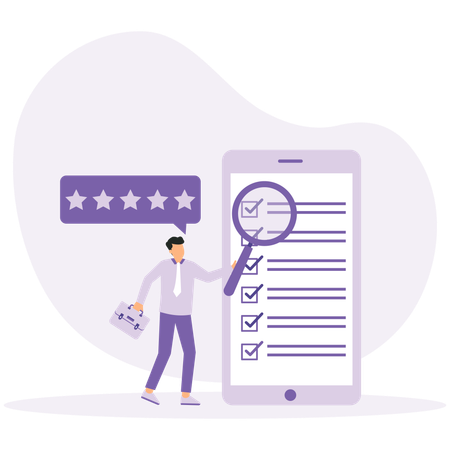 Businessman find customer survey report  Illustration
