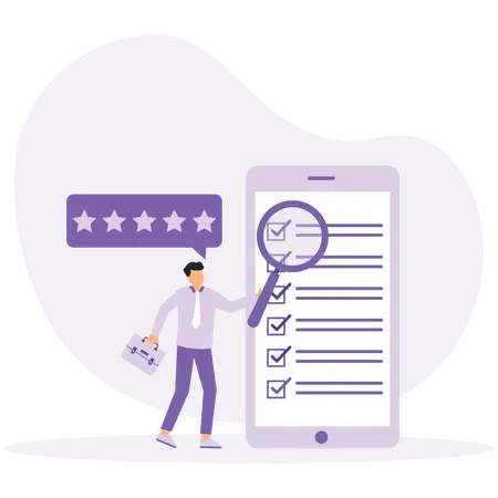Businessman find customer survey report  Illustration