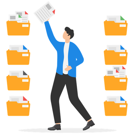 Businessman find document from folder  Illustration