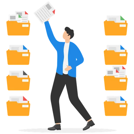 Businessman find document from folder  Illustration