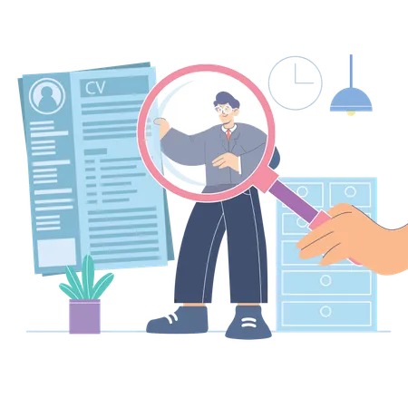 Businessman find employee cv  Illustration