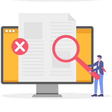 Businessman find file on computer  Illustration