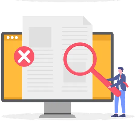 Businessman find file on computer  Illustration