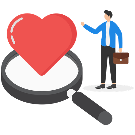 Businessman find his passion using magnifying glass  Illustration