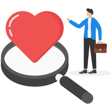 Businessman find his passion using magnifying glass  Illustration