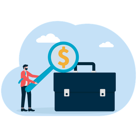 Businessman find money with bag  Illustration