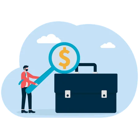 Businessman find money with bag  Illustration