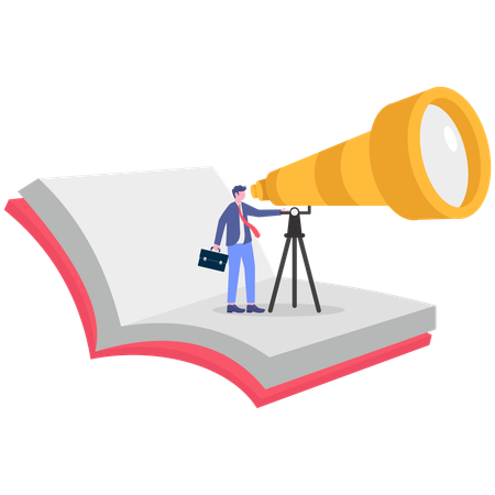 Businessman find new business skill using telescope  Illustration