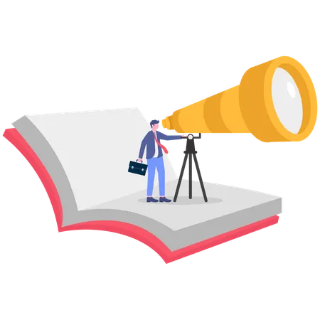Businessman find new business skill using telescope  Illustration