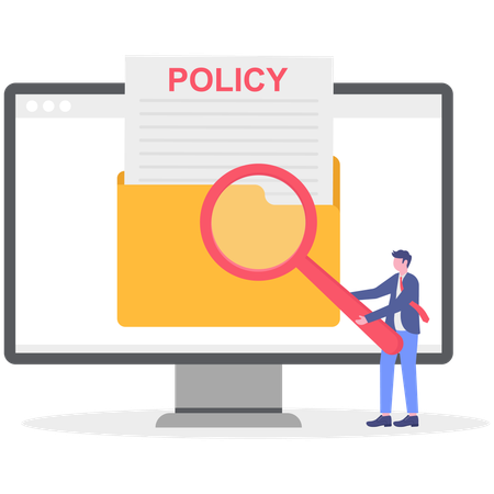 Businessman find policy from folder  Illustration