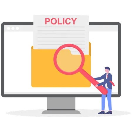 Businessman find policy from folder  Illustration