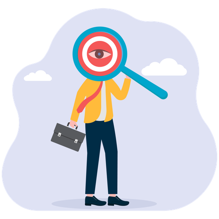 Businessman find review using magnifying  Illustration