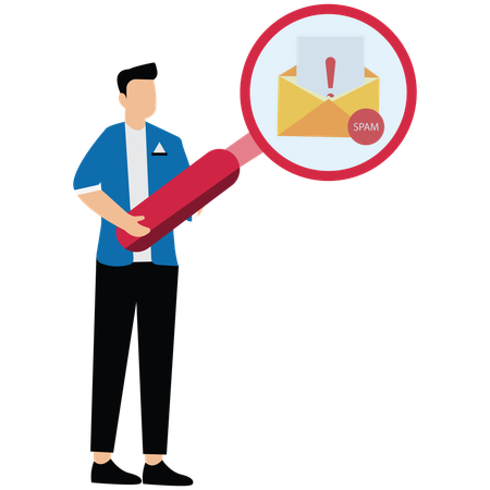 Businessman find spam email alert  Illustration