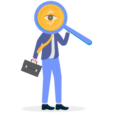 Businessman find view using magnifying glass  Illustration